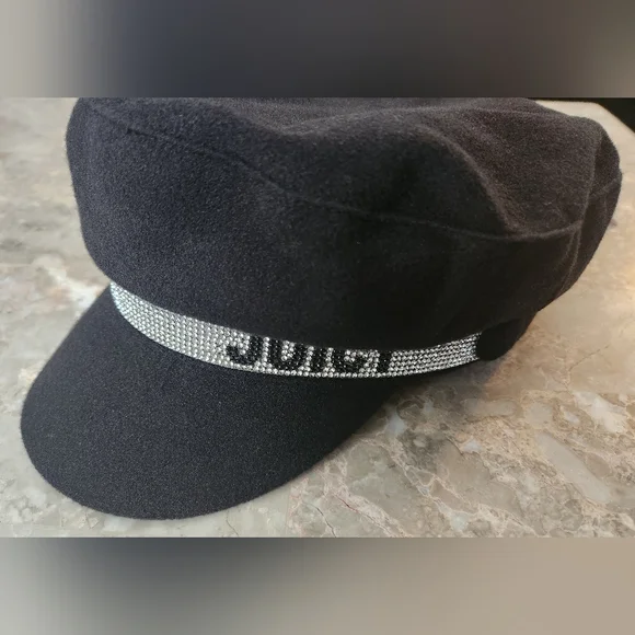 Womens Juicy Couture OG Bling Newsboy Hat Y2K Black - Picture 2 of 4
